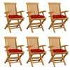Image de Lot de 6 chaise exterieur pliable H. 89 cm en bois massif