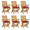 Image de Chaises de jardin coussins rouge bordeaux lot de 6 Teck massif