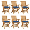 Image de Lot de 6 chaise en bois massif pliable exterieur H. 89 cm bleu
