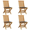 Image de Chaises de jardin et coussins anthracite lot de 4 Bois de teck