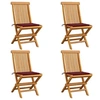 Image de Lot de 4 chaise en teck non pliable H. 89 cm exterieur rouge