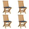 Image de Lot de 4 chaise exterieur non pliable en teck H. 89 cm bleu