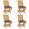 Image de Chaises de jardin et coussins anthracite lot de 4 Bois de teck