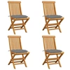 Image de Lot de 4 chaise H. 89 cm non pliable exterieur en bois massif gris