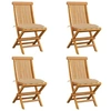 Image de Lot de 4 chaise en bois massif H. 89 cm beige exterieur