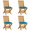 Image de Chaises de jardin avec coussins bleu clair lot de 4 Teck massif