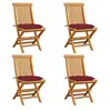 Image de Tuinstoelen 4 st met wijnrode kussens massief teakhout3062592