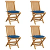 Image de Lot de 4 chaise en bois massif non pliable H. 89 cm exterieur bleu