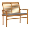 Image de Banc de jardin avec coussin gris 112 cm Bois de teck massif