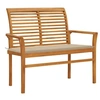 Image de Banc de jardin avec coussin beige 112 cm Bois de teck massif