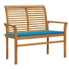 Image de Banc de jardin avec coussin bleu 112 cm Bois de teck massif