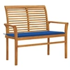 Image de Banc de jardin et coussin bleu royal 112 cm Bois de teck massif