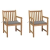 Image de Chaises de jardin lot de 2 et coussins gris Bois de teck massif