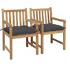 Image de Chaises de jardin lot de 2 et coussins anthracite Bois de teck
