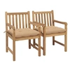 Image de Chaises de jardin lot de 2 et coussins beige Bois teck massif