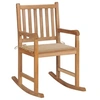 Image de Chaise à bascule avec coussin beige Bois de teck solide