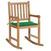 Image de Chaise à bascule avec coussin vert Bois de teck solide