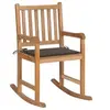 Image de Chaise à bascule avec coussin taupe Bois de teck solide