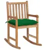 Image de Chaise à bascule avec coussin vert Bois de teck solide
