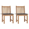 Image de Chaises de jardin lot de 2 avec coussins Bois de teck massif