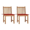 Image de Chaises de jardin lot de 2 avec coussins Bois de teck massif