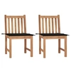 Image de Chaises de jardin lot de 2 avec coussins Bois de teck massif