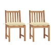 Image de Chaises de jardin lot de 2 avec coussins Bois de teck massif