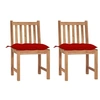 Image de Chaises de jardin lot de 2 avec coussins Bois de teck massif