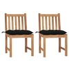 Image de Chaises de jardin lot de 2 avec coussins Bois de teck massif