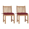 Image de Chaises de jardin lot de 2 avec coussins Bois de teck massif