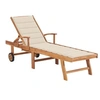 Image de Chaise longue L. 59 cm H. 35 cm beige en teck non empilable non pliable