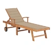 Image de Chaise longue avec coussin beige Bois de teck solide3063009