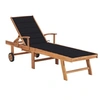 Image de Chaise longue avec coussin noir Bois de teck solide