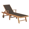 Image de Chaise longue avec coussin taupe Bois de teck solide