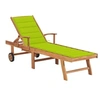 Image de Chaise longue avec coussin vert vif Bois de teck solide