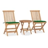 Image de Ensemble à manger d extérieur pliable avec coussin 3 pcs Teck