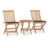 Image de Ensemble à manger d extérieur pliable avec coussin 3 pcs Teck