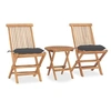 Image de Ensemble à manger d extérieur pliable avec coussin 3 pcs Teck