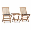 Image de Teck Mobilier à Dîner d'Extérieur Pliable avec Coussin 3 pcs Ensemble de Salle à Manger de Terrasse Mobilier de Patio 3063198