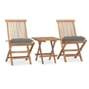 Image de Mobilier à dîner d'extérieur pliable avec coussin 3 pcs Teck 3063214