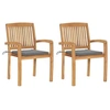 Image de Lot de 2 chaise en bois massif empilable non pliable exterieur H. 90 cm gris