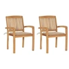 Image de Lot de 2 chaise exterieur empilable non pliable en bois massif H. 90 cm beige