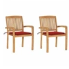 Image de Lot de 2 chaise H. 90 cm empilable non pliable exterieur en bois massif rouge