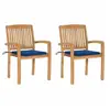 Image de Lot de 2 chaise en teck empilable non pliable H. 90 cm exterieur bleu