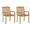 Image de Chaises de jardin lot de 2 avec coussins à carreaux rouges Teck