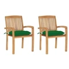 Image de Lot de 2 chaise H. 90 cm empilable non pliable exterieur en bois massif vert