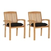 Image de Lot de 2 chaise en bois massif empilable non pliable exterieur H. 90 cm noir