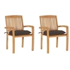 Image de Lot de 2 chaise en bois massif empilable non pliable H. 90 cm exterieur marron