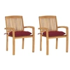 Image de Lot de 2 chaise exterieur H. 90 cm rouge en teck