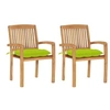 Image de Lot de 2 chaise en teck empilable non pliable H. 90 cm exterieur vert